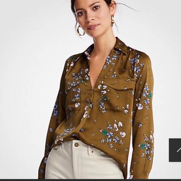 Ann Taylor Tops - Floral Satin Blouse